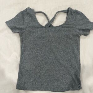 Aeropostale Gray Short Sleeve Top with Cross Back